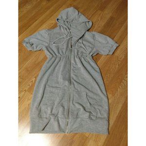 JUNO NEW YORK Junior Kids Gray Hooded Full-zip Pocketed Sweater Dress USA Large